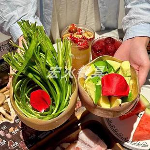 创意竹雕荷叶造型碗新中式复古点心竹根碗餐厅用竹制大号荷叶形碗