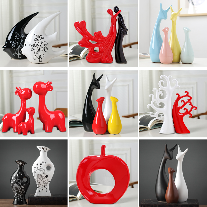 酒柜装饰品客e厅小摆件 家居玄关电视柜装饰工艺礼品摆饰 三口鹿