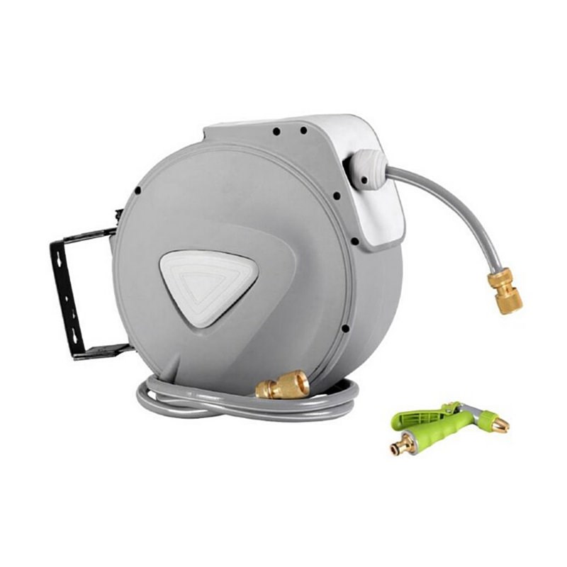 RN-841e 30m可伸缩的软管卷轴花园水黄铜自动倒带喷枪 方便使用