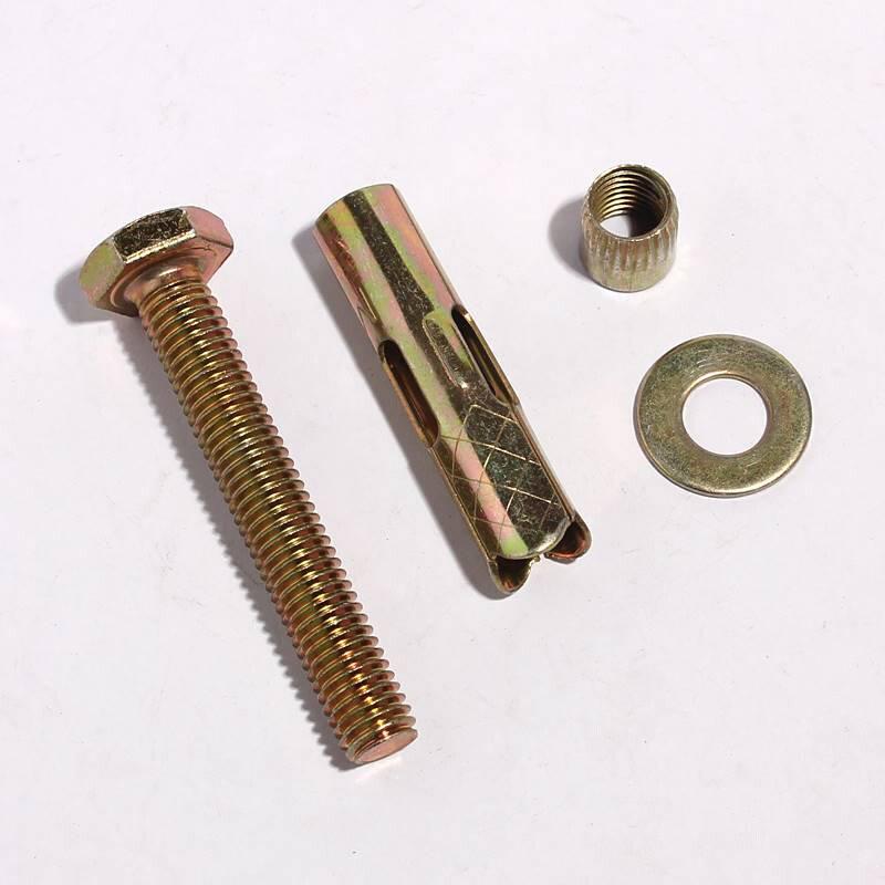 热销速发件装f地板胀栓六角套管内膨胀螺丝外六角镀彩锌内爆蓬胀