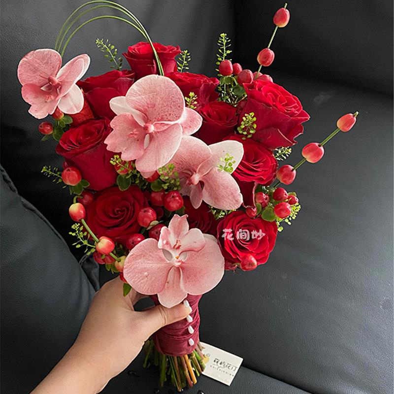 浪漫新中式手捧花成品仿真花创意结婚订婚花束送闺蜜朋友领证捧花