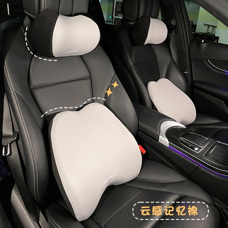 汽车头枕护颈枕记忆棉枕车用车载腰靠护腰靠枕S车内座椅可爱靠垫