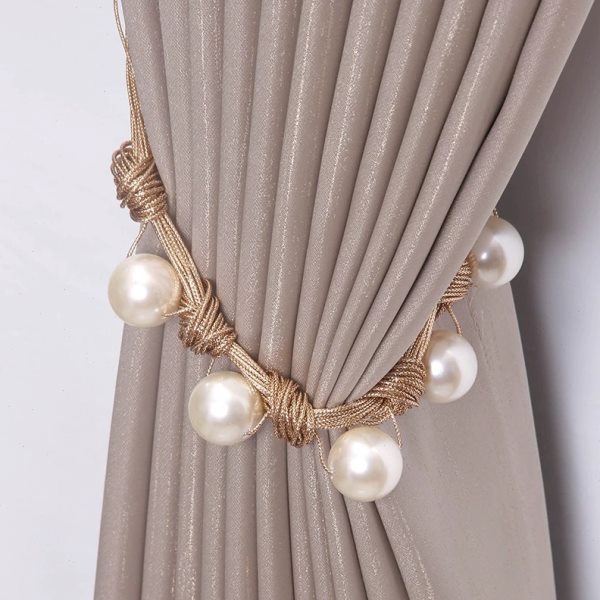 现货 新款欧美窗帘绑带辅料扎束配件装饰 轻奢大珍珠窗帘绑绳
