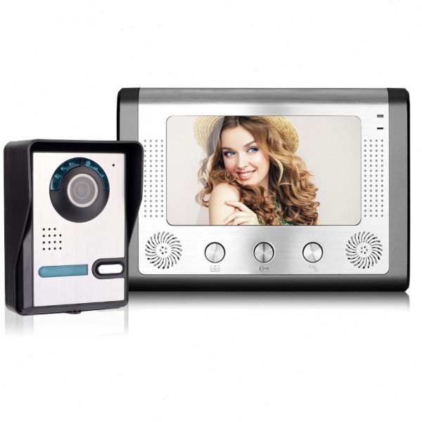 山一视达 7寸有线可视门铃家用可视对讲门铃室外机角度可调1000线