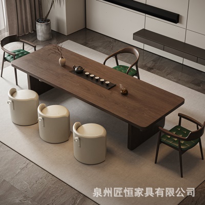 新中式实木茶桌全套家用卧室原木大板茶台酒店公室阳台泡茶桌子