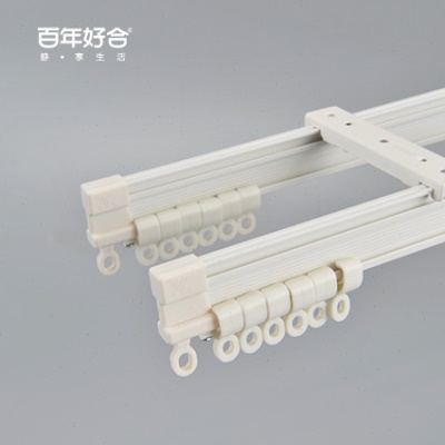 德裕窗帘轨道滑轨窗帘杆铝合金直轨滑轨顶装侧装静音滑轮客厅静音