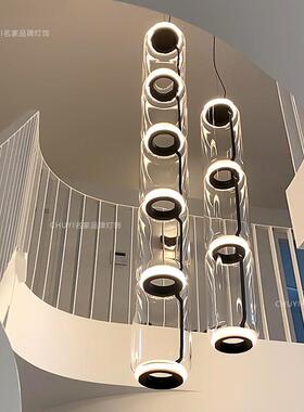 意大利Noctambule覆式楼楼梯吊灯法式饭厅吧台灯别墅玻璃竹节吊灯