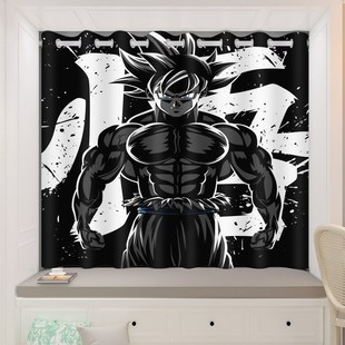 卡通窗帘卧室飘窗遮光儿童房男生七龙珠悟空遮阳布学生宿舍免打孔