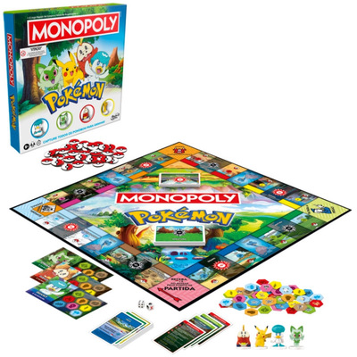 跨境正品地产大亨Monopoly中文版强手宝可梦地产大亨皮卡丘聚会益