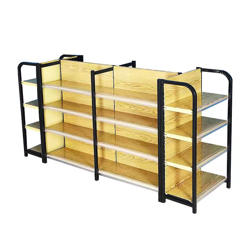 四柱木纹超市货架便利店小卖部母婴店精品文具P店多层置物展示货