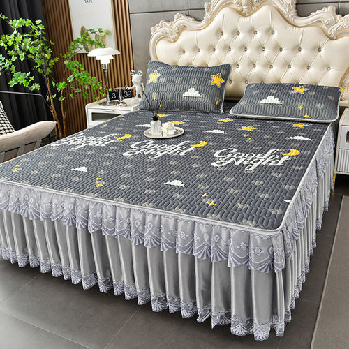 可拆卸乳胶凉席床裙三件套可水洗空调软席子床盖冰丝席夏季草席子