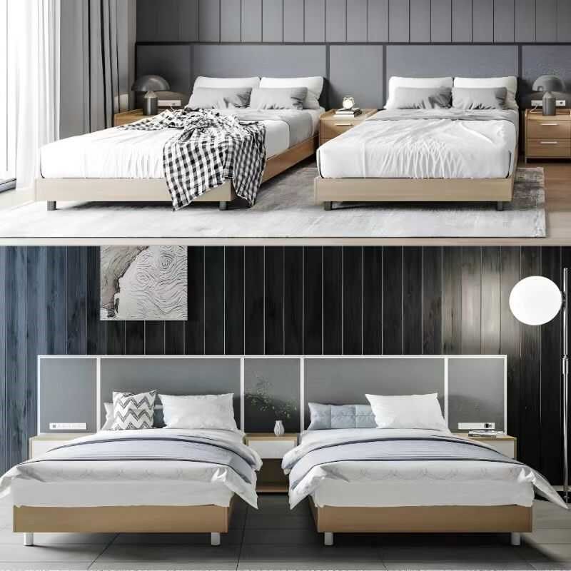 酒店家具标间单间全套组合 公寓民宿客房双人床 衣柜 电视柜定制