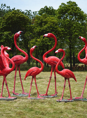户外仿真火烈鸟摆件玻璃钢园林景观雕塑婚庆道具庭院商场美陈装饰