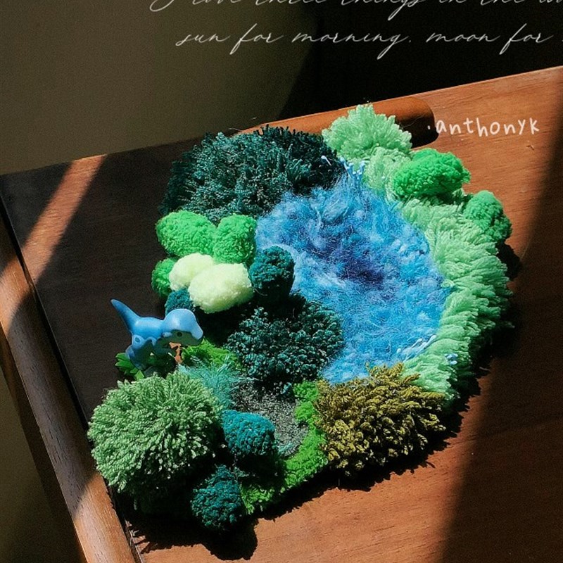 *成品* 蓝屿间苔藓杯垫(创意礼物书桌摆件)