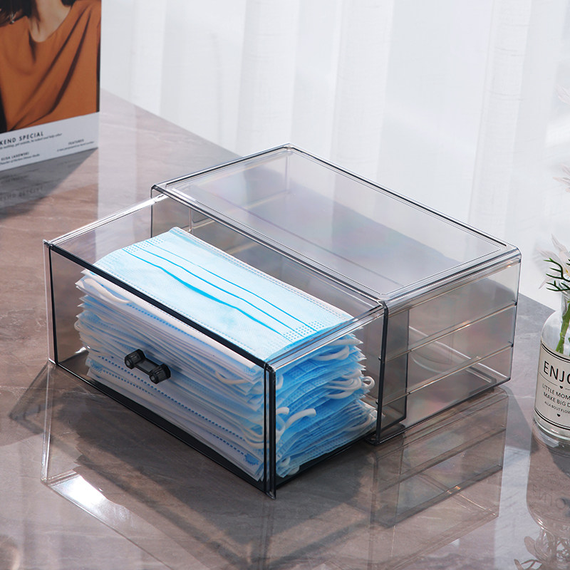 口罩收纳盒家用玄关抽取透明整理筐防尘疫抽屉式口鼻耳罩存放盒,收纳整理,口罩收纳盒/袋/夹,淘宝优惠券,粉丝福利购,淘宝优惠卷