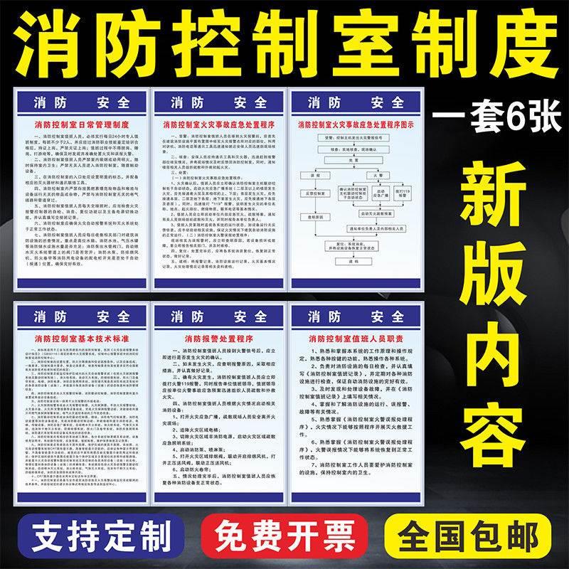 消防控制室管理制度技术标准火灾应急处置程序值班人员职责标识牌