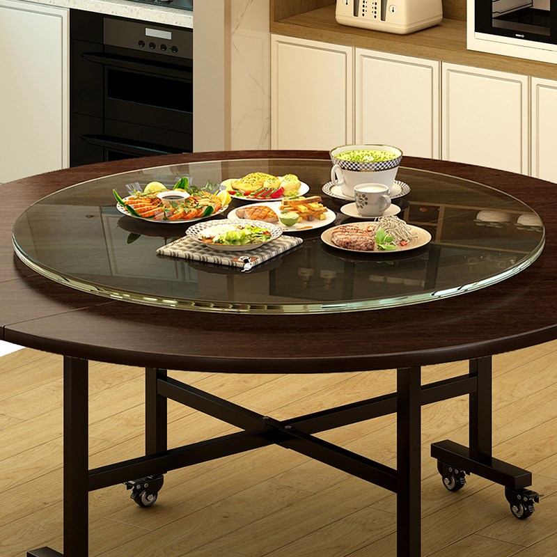 圆形餐桌面板餐桌小转盘折叠桌家用玻璃餐桌圆旋转V台酒店转盘底