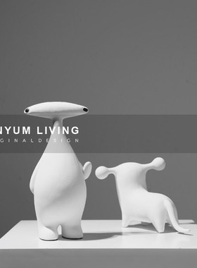 现代轻奢样板间儿童房装饰创意外星生物摆件陶瓷U工艺品桌面摆设