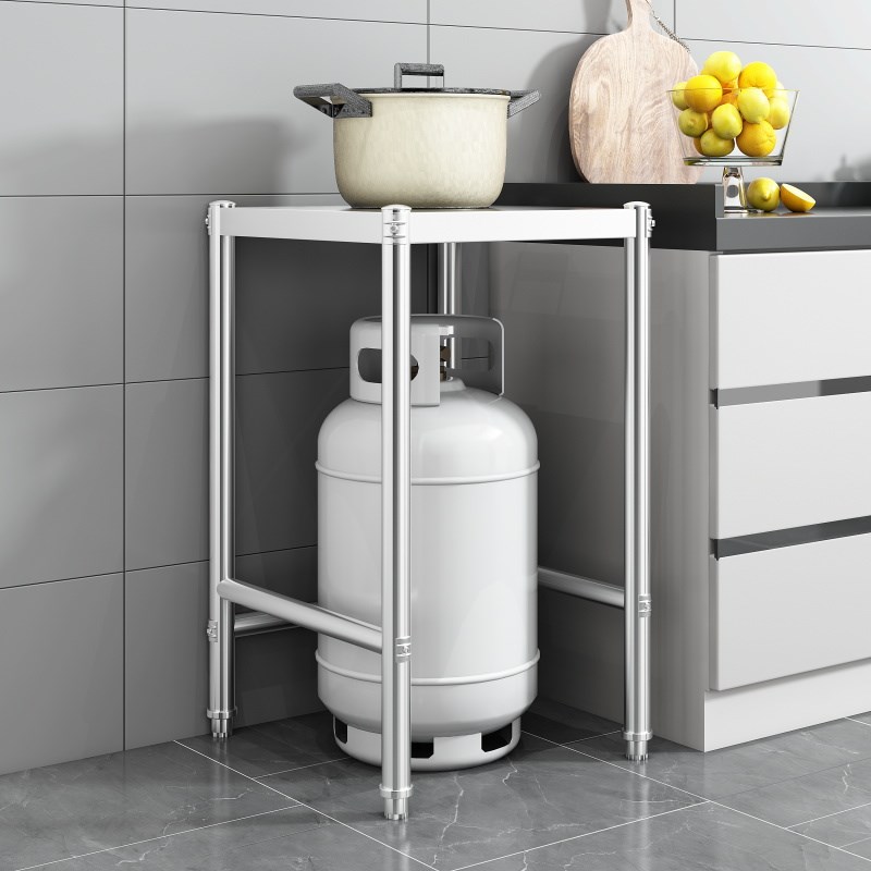 单层煤气罐架子厨房不锈钢置物架正方形单燃N气双灶台家用收纳支