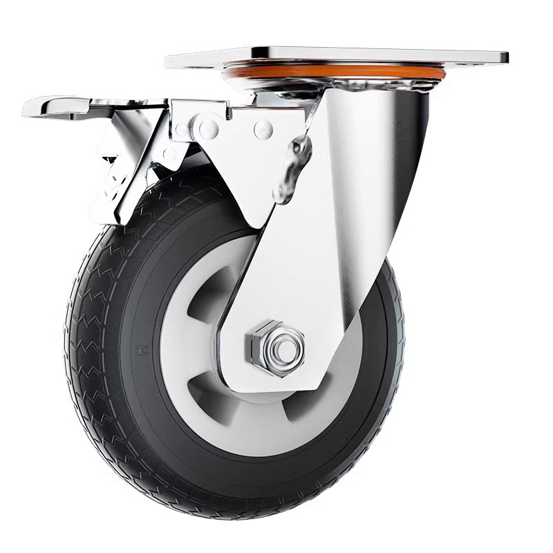 米想万向轮轮子静音n橡胶平板小手推车拉货工业重型軲辘脚轮带煞