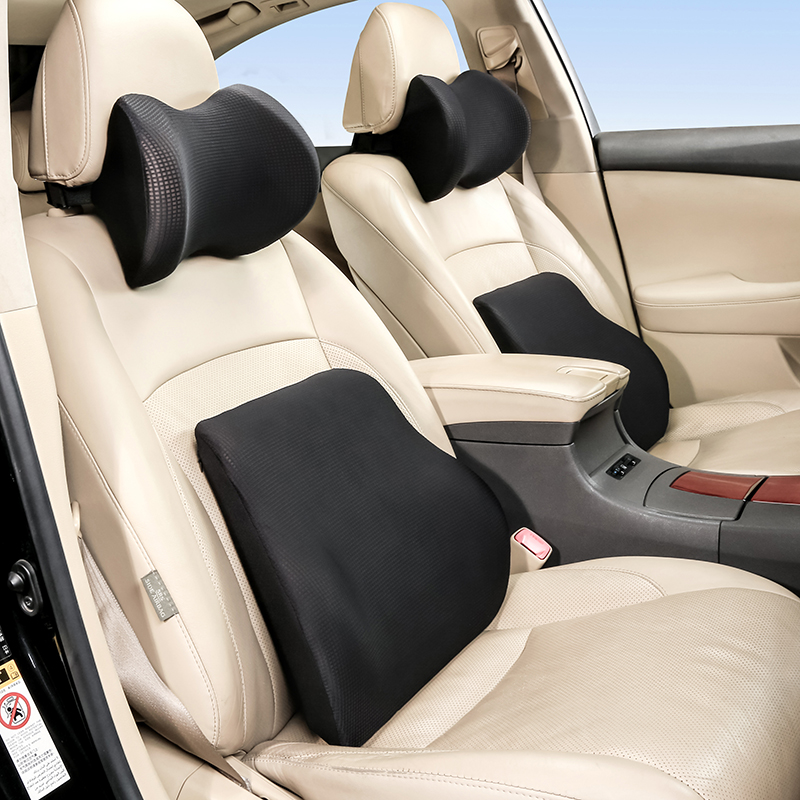 汽车头枕护颈枕一对腰靠垫套装护腰垫四季车用座椅腰枕靠枕记忆棉