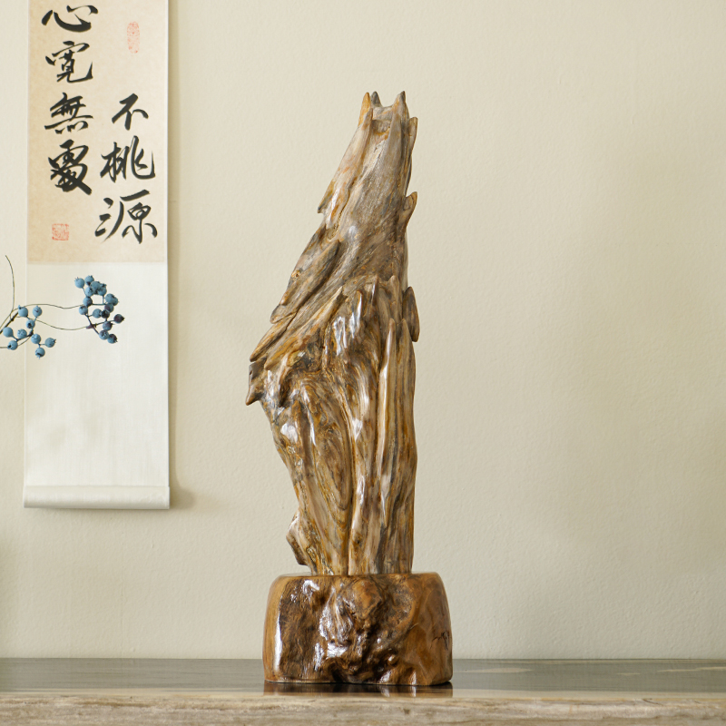 新中式家居装饰摆设天然树化玉摆件乔迁新居店铺开业礼品木化玉