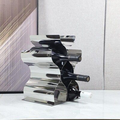 欧式创意红酒架摆件不锈钢家用酒柜装饰样板房酒店红酒展示收纳架