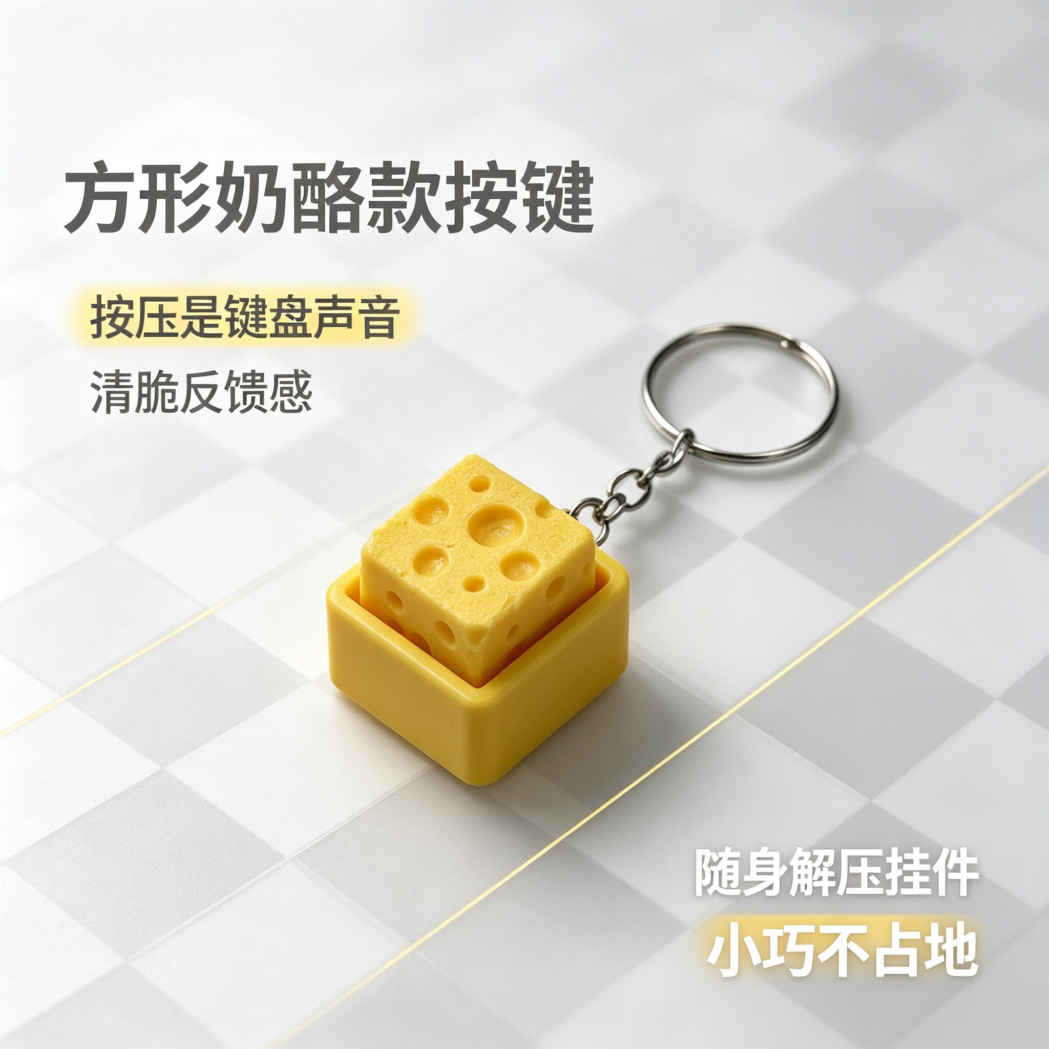 3D打印奶酪按键解压钥匙扣