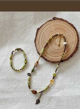 另一种蓝宋茜陈小满同款项链复古森系彩色串珠锁骨链民族风饰品女