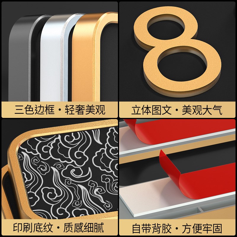 门牌2025新款自粘房间号高级感入户门贴定制轻奢创意家门口磁吸发