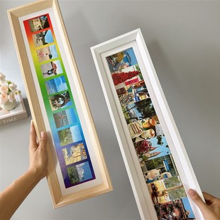 彩虹拍立得相框mini3寸相纸实木长条画框摆台挂墙打印洗照片