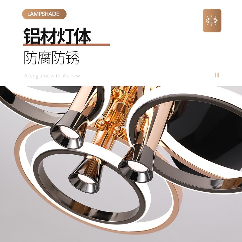 餐厅风扇灯现代轻奢客厅卧室吊扇灯家用智能饭厅餐桌变.频风扇吊