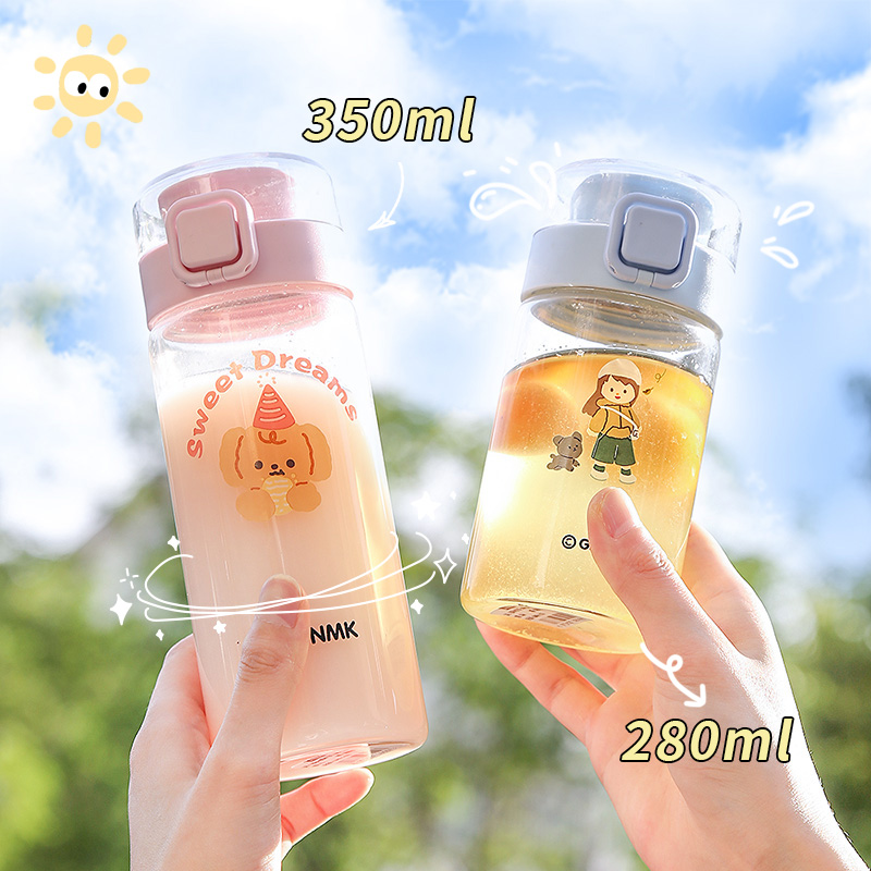 夏季可爱单层玻璃水杯不漏水女2021F年新款网红爆款带挂绳粉色杯