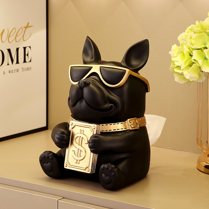 手上有钱法斗纸巾盒客厅现代轻奢高档个性狗卫生纸盒家用茶几上摆