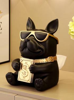 手上有钱法斗纸巾盒客厅现代轻奢高档个性狗卫生纸盒家用茶几上摆