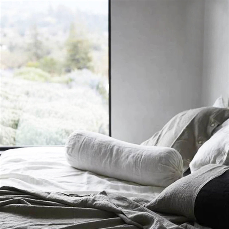 亚麻糖果枕长条圆柱圆形床上睡觉抱枕腰靠纯色颈枕助眠颈椎枕定制