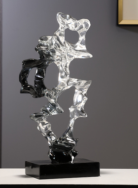 透明太湖石抽象雕塑摆件艺术玄关电视柜装饰品轻奢高档办公室摆设