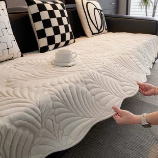 法式 防滑皮沙发套罩盖布高级感坐垫 奶油风沙发垫四季 通用2024新款