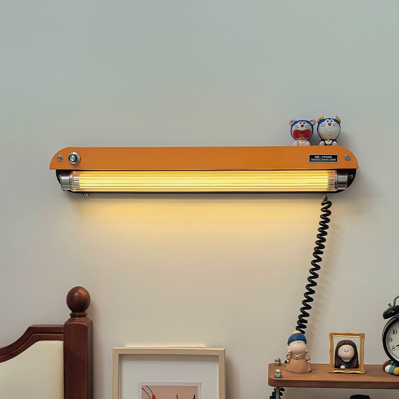 中古壁灯覆古怀旧卧室床头过道工z业风可调节亮度免布线 线置物架