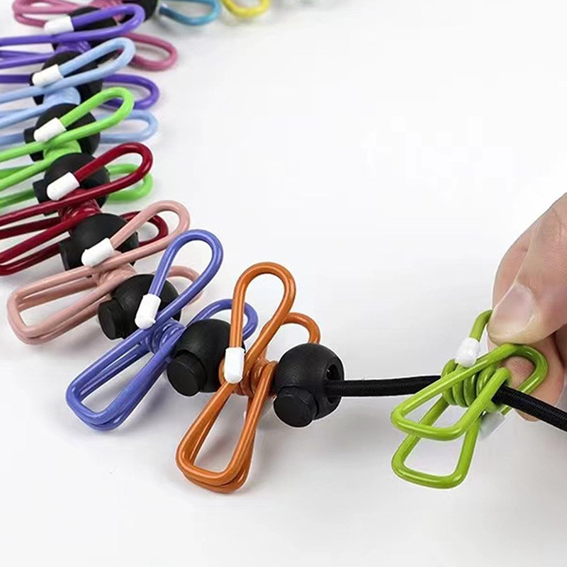 宿舍晾衣绳家用i夹子防滑扣晒衣绳户外伸缩免打孔晒被绳旅行便携