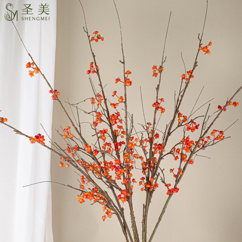 仿真南蛇藤 浆果高端家居室内软装饰插花树枝新中式摆件摄影道具