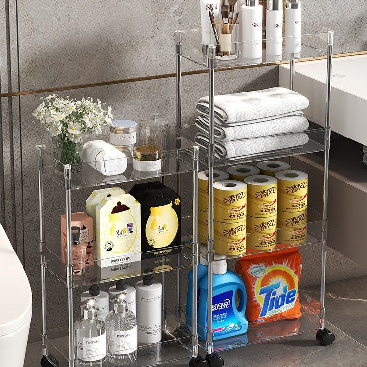 小推车可移动客厅卧室厨房置物架落地夹缝置物架蔬菜调料收纳架子