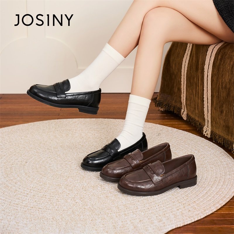 卓诗尼厚底乐福鞋女2025新款春秋一脚蹬增高单鞋百搭学院jk小皮鞋,女鞋,乐福鞋（豆豆鞋）,淘宝优惠券,粉丝福利购,淘宝优惠卷