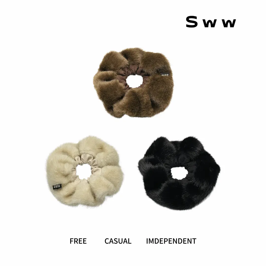 SWW毛绒绒拼接大肠发圈秋冬高弹力发绳-XW