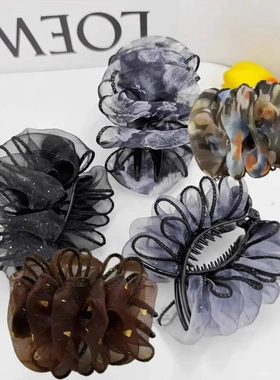 个人高定黑纱星芒缀饰奢华优雅气质发圈时尚其他个护-XW