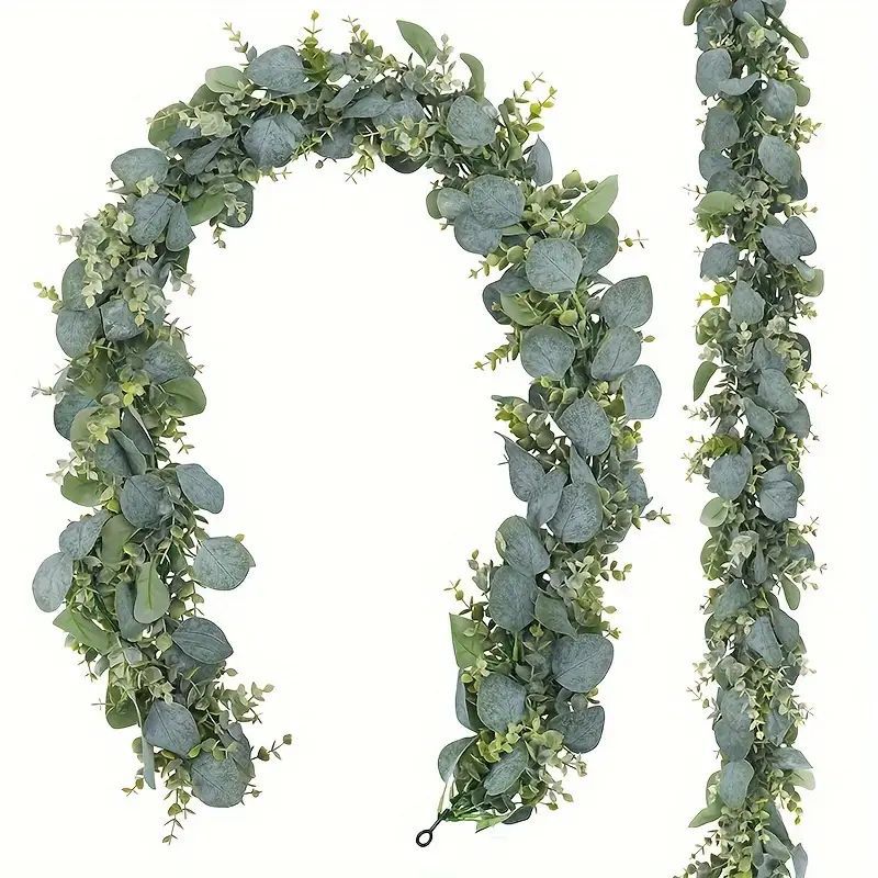 人造仿真绿植尤加利藤条家居婚庆装饰金钱叶桉树叶藤蔓绿色植物