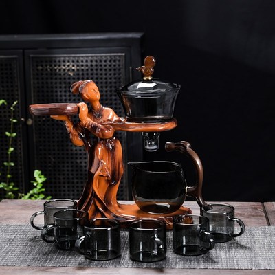 仕女懒人玻璃茶具全自动泡茶器耐热透明功夫茶壶茶杯套装家用高档