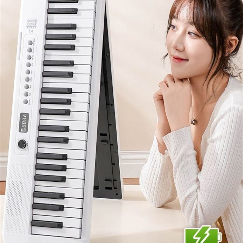 折叠电钢琴e88键电子琴学生成年初学者幼师家用专业琴61键便携式