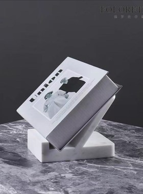 现代简约天然大理石创意书报架样板间角几书架书立装饰品软装摆设