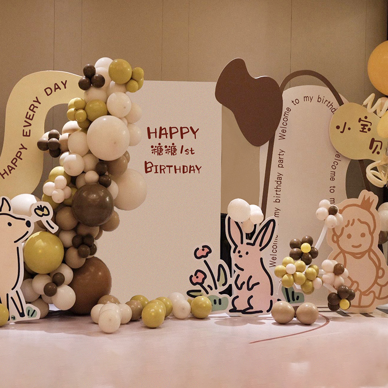宝宝一周岁生日布置装饰场景kt板十10岁男女孩百天百日宴2背景墙1